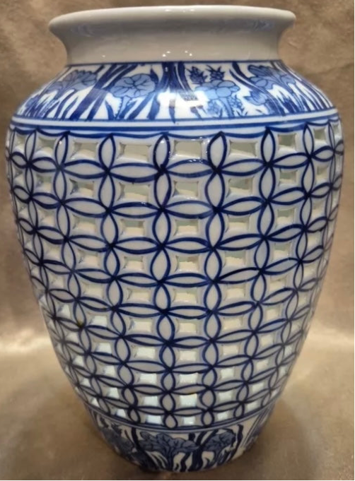 Blue and White Lattice Vase